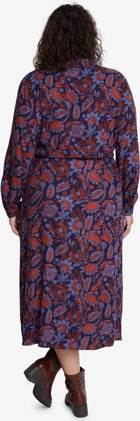 EVIVA - Lange Jurk Met Bloemenprint - Blauw, Roest 3 EVIVA - Lange Jurk Met Bloemenprint - Blauw, Roest - Afbeelding 3