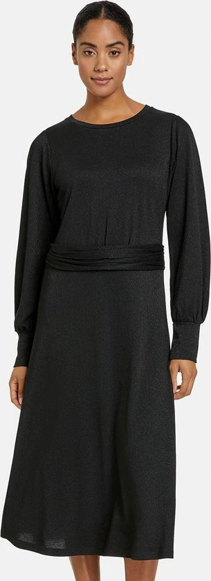 TAIFUN Dames Midi-jurk Met Glittereffect Schwarz-38 1 TAIFUN Dames Midi-jurk Met Glittereffect Schwarz-38