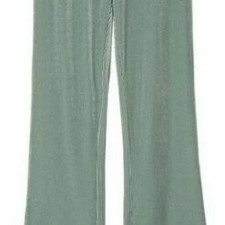 La Pèra Groene Rib Flair Broek Fluweel Vrouwen Flared Pants Dames - Maat M