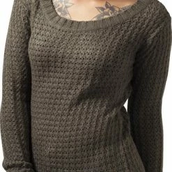 Urban Classics Dames Trui Ladies Long Wideneck Sweater Olive -Dameskleding Verkoop 330x840 9