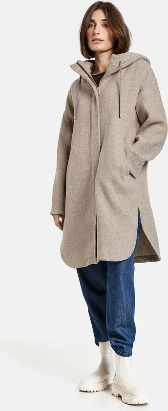 GERRY WEBER Dames Korte Mantel Van La Lana Moretta-wol Nude-42 2 GERRY WEBER Dames Korte Mantel Van La Lana Moretta-wol Nude-42 - Afbeelding 2