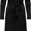 Jacqueline De Yong Jurk Jdyfaith L/s Long Slit Belt Dress 15268601 Black Dames Maat - L