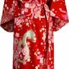 DongDong - Originele Japanse Kimono - Katoen - Draak En Phoenix Motief - Rood - L/XL