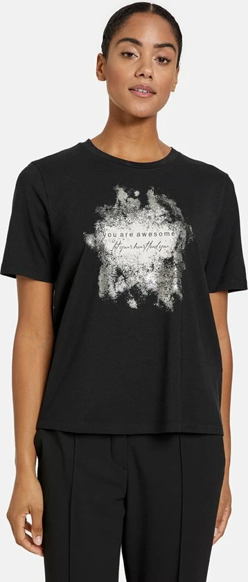 TAIFUN Dames T-shirt Met Print Op De Voorkant Black Gemustert-46 7 TAIFUN Dames T-shirt Met Print Op De Voorkant Black Gemustert-46 - Afbeelding 7