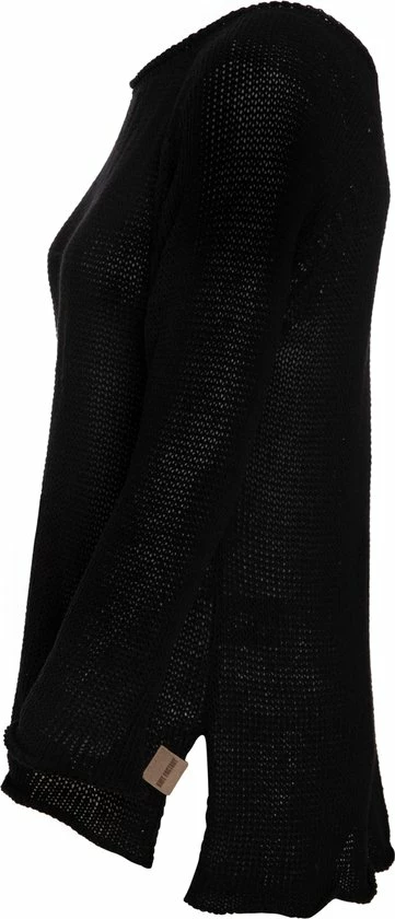 Knit Factory Jasmin Gebreide Dames Trui - Zwart - 40/42 - 80% Gerecycled Katoen 3 Knit Factory Jasmin Gebreide Dames Trui - Zwart - 40/42 - 80% Gerecycled Katoen - Afbeelding 3