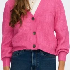 Jacqueline De Yong Vest Jdydrea L/s Short Cardigan Knt Noos 15223312 Carmine Rose Dames Maat - L -Dameskleding Verkoop 373x840 6
