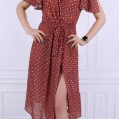 Produkt Bruine Midi-Jurk Met Stippen, Licht Materiaal, Zeer Stijlvol - John Zack / XXL 10 Produkt Bruine Midi-Jurk Met Stippen, Licht Materiaal, Zeer Stijlvol - John Zack / XXL -Dameskleding Verkoop 402x840 4