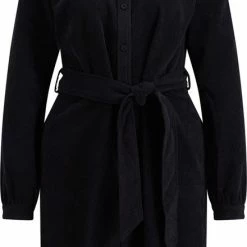 WE Fashion Dames Corduroy Overhemdjurk Met Strikceintuur