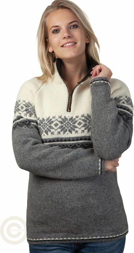 John Brilliant Noorse Dames Trui In Setesdals-design Van 100% Zuivere Wol, Lichtgrijs (M) 3 John Brilliant Noorse Dames Trui In Setesdals-design Van 100% Zuivere Wol, Lichtgrijs (M) - Afbeelding 3