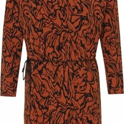 Mexx Dames Mock Neck Longsleeve Jurk Donker Brown