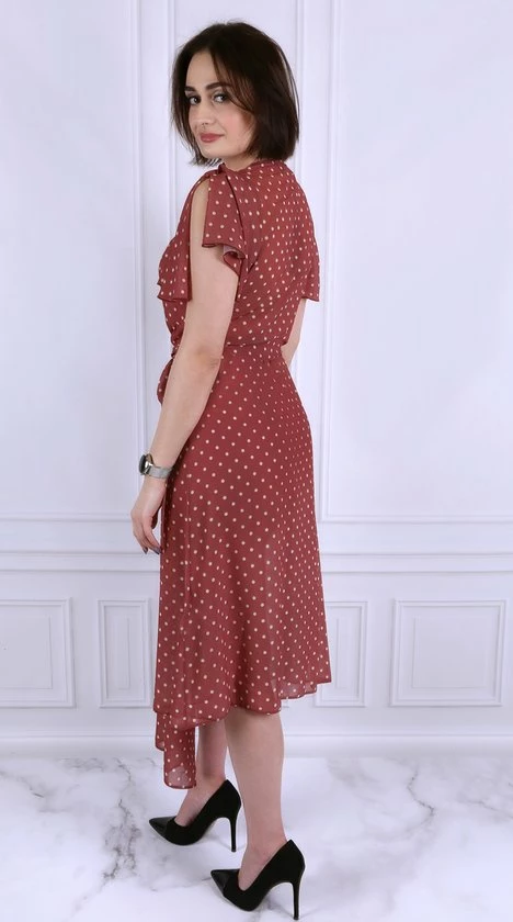 Produkt Bruine Midi-Jurk Met Stippen, Licht Materiaal, Zeer Stijlvol - John Zack / XXL 3 Produkt Bruine Midi-Jurk Met Stippen, Licht Materiaal, Zeer Stijlvol - John Zack / XXL - Afbeelding 3