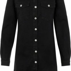 Pieces Jurk Pcperry L/s Denim Dress-vi/noos Bc 17111319 Black Denim Dames Maat - M