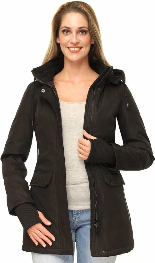 Versano Jessica Dames Slim Fit Winterjas XS - Zwart 2 Versano Jessica Dames Slim Fit Winterjas XS - Zwart - Afbeelding 2