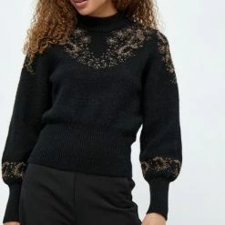 Minus Trui Leika Knit Pullover Mi5056 100 Black Dames Maat - M