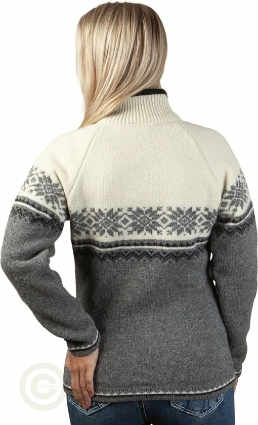 John Brilliant Noorse Dames Trui In Setesdals-design Van 100% Zuivere Wol, Lichtgrijs (M) 4 John Brilliant Noorse Dames Trui In Setesdals-design Van 100% Zuivere Wol, Lichtgrijs (M) - Afbeelding 4