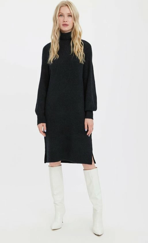 VERO MODA VMFILENE LS ROLLNECK DRESS Dames Jurk - Maat L 2 VERO MODA VMFILENE LS ROLLNECK DRESS Dames Jurk - Maat L - Afbeelding 2