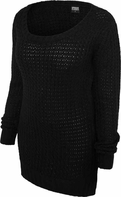 Urban Classics Dames Trui Ladies Long Wideneck Sweater Zwart 3 Urban Classics Dames Trui Ladies Long Wideneck Sweater Zwart - Afbeelding 3