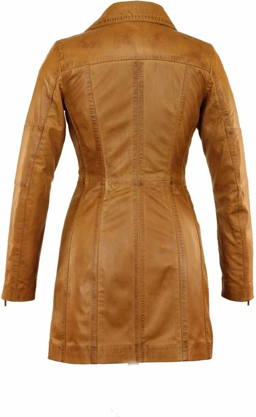 Versano Chicago Lange Leren Dames Jas XS - Cognac 5 Versano Chicago Lange Leren Dames Jas XS - Cognac - Afbeelding 5