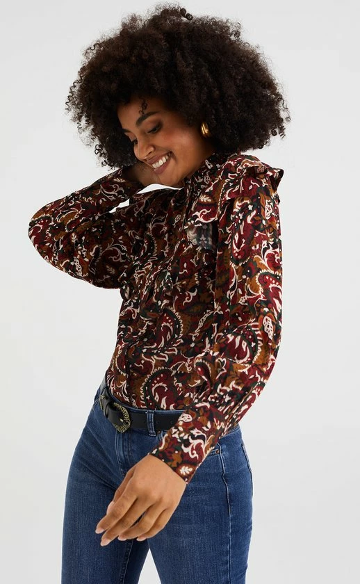 WE Fashion Dames Blouse Met Dessin En Volants 3 WE Fashion Dames Blouse Met Dessin En Volants - Afbeelding 3