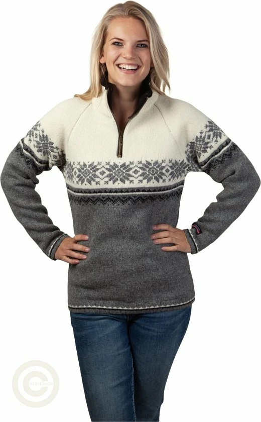 John Brilliant Noorse Dames Trui In Setesdals-design Van 100% Zuivere Wol, Lichtgrijs (M) 5 John Brilliant Noorse Dames Trui In Setesdals-design Van 100% Zuivere Wol, Lichtgrijs (M) - Afbeelding 5