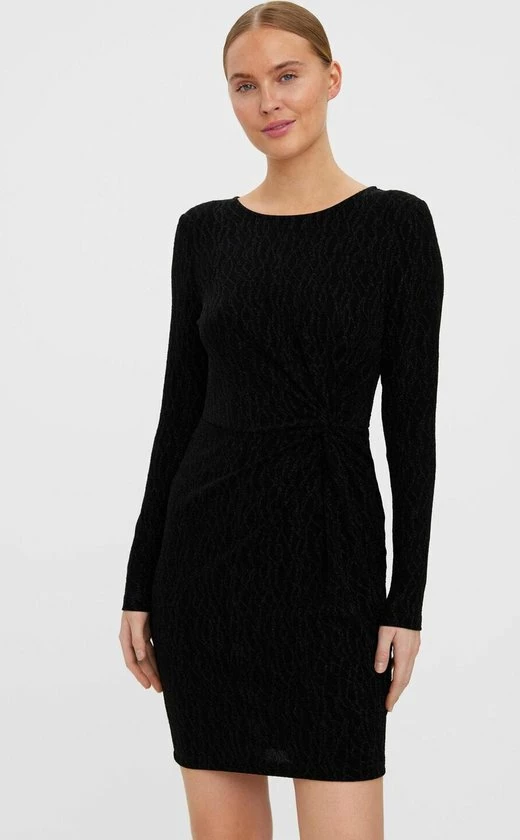 Vero Moda Jurk Vmkanz Ls Abk Knot Dress Jrs 10277560 Black/black Lure Dames Maat - S 1 Vero Moda Jurk Vmkanz Ls Abk Knot Dress Jrs 10277560 Black/black Lure Dames Maat - S