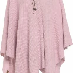 Onbekend Knit Factory Jazz Gebreid Omslagvest - Dames Poncho - Roze - One Size - Inclusief Sierspeld