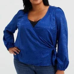 WE Fashion Dames Overslagblouse Met Jacquard Dessin - Curve -Dameskleding Verkoop 533x840