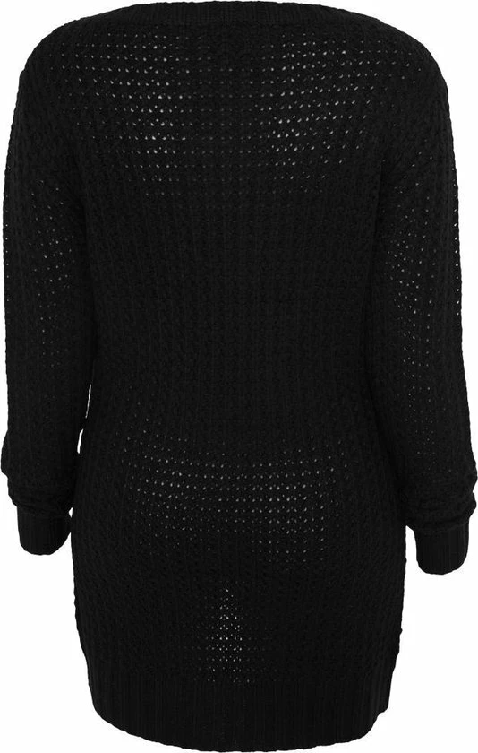 Urban Classics Dames Trui Ladies Long Wideneck Sweater Zwart 2 Urban Classics Dames Trui Ladies Long Wideneck Sweater Zwart - Afbeelding 2