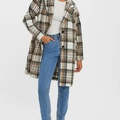 Vero Moda Jas Vmcassandra Check Coat Boos 10270221 Oatmeal Dames Maat - XL -Dameskleding Verkoop 548x840 2