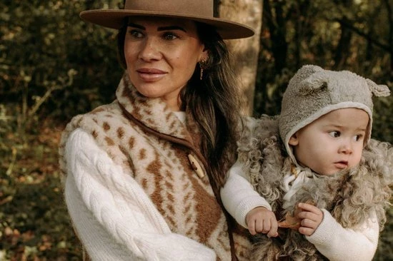 Alwero Dames Gilet "Gerda Aran 100% Wol " Bruin - Maat M 6 Alwero Dames Gilet "Gerda Aran 100% Wol " Bruin - Maat M - Afbeelding 6