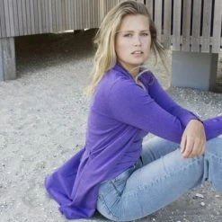 MOOI! Company - Dames Vest Loret - Half Lang Los Vallend - Fijn Gebreid -Kleur Violet - L -Dameskleding Verkoop 550x366 20