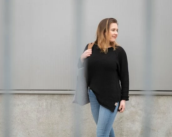 Knit Factory Jasmin Gebreide Dames Trui - Zwart - 40/42 - 80% Gerecycled Katoen 2 Knit Factory Jasmin Gebreide Dames Trui - Zwart - 40/42 - 80% Gerecycled Katoen - Afbeelding 2