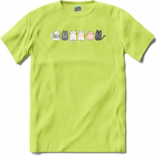 T-SHIRT KNALLER Katten Vrienden - T-Shirt - Dames - Appel Groen - Maat L