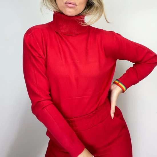 Merkloos Trui Pearson - Basic Zachte Coltrui - Ruimvallend - Dun Gebreid - Rood 1 Merkloos Trui Pearson - Basic Zachte Coltrui - Ruimvallend - Dun Gebreid - Rood