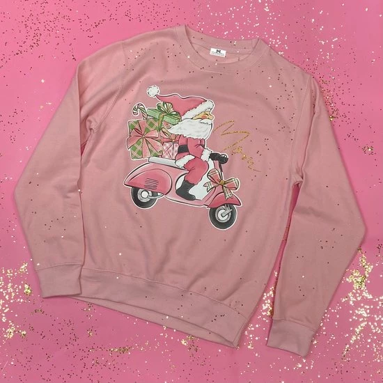 Livingstickers Foute Kerst Trui Dames-kerstkleding-Sweater Met Kerstman Print En Mom In Roze-glitter Goud-Maat Xxl 1 Livingstickers Foute Kerst Trui Dames-kerstkleding-Sweater Met Kerstman Print En Mom In Roze-glitter Goud-Maat Xxl