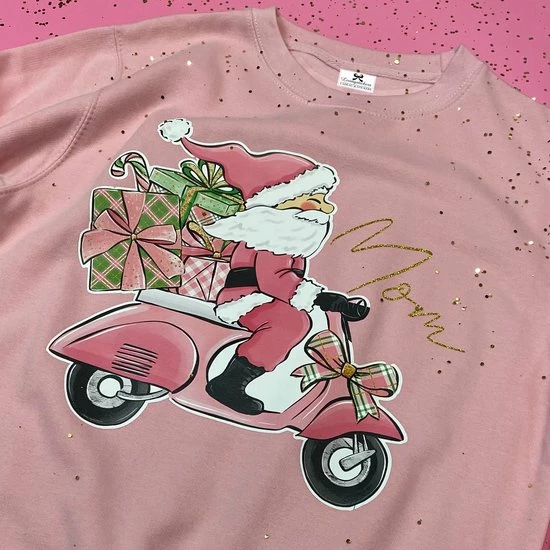 Livingstickers Foute Kerst Trui Dames-kerstkleding-Sweater Met Kerstman Print En Mom In Roze-glitter Goud-Maat Xxl 2 Livingstickers Foute Kerst Trui Dames-kerstkleding-Sweater Met Kerstman Print En Mom In Roze-glitter Goud-Maat Xxl - Afbeelding 2