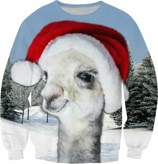 Lama Met Kerstmuts Kersttrui - Maat XL - Foute Kerst Trui - Superfout 1 Lama Met Kerstmuts Kersttrui - Maat XL - Foute Kerst Trui - Superfout