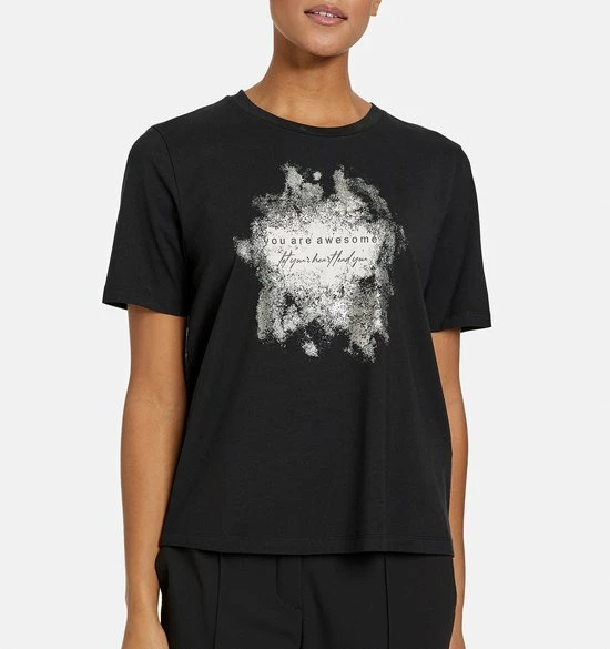 TAIFUN Dames T-shirt Met Print Op De Voorkant Black Gemustert-46 3 TAIFUN Dames T-shirt Met Print Op De Voorkant Black Gemustert-46 - Afbeelding 3