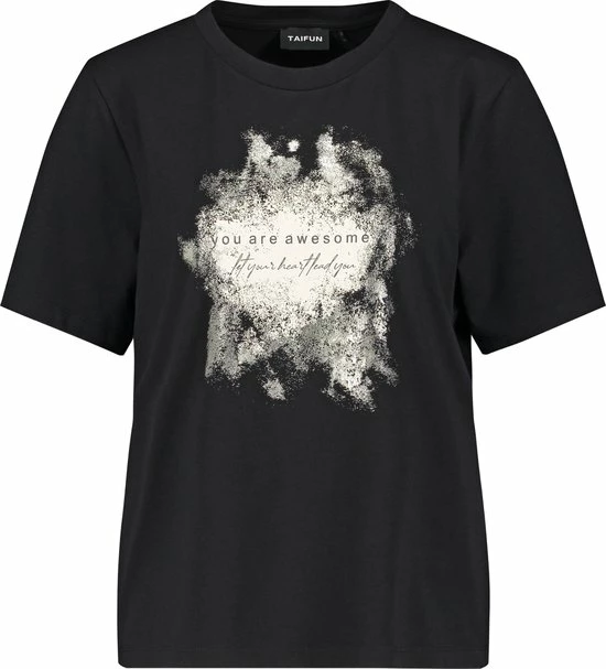 TAIFUN Dames T-shirt Met Print Op De Voorkant Black Gemustert-46 5 TAIFUN Dames T-shirt Met Print Op De Voorkant Black Gemustert-46 - Afbeelding 5