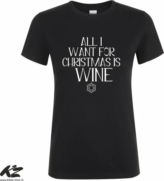 Merkloos Klere-Zooi - All I Want For Christmas Is Wine - Dames T-Shirt - 3XL 1 Merkloos Klere-Zooi - All I Want For Christmas Is Wine - Dames T-Shirt - 3XL