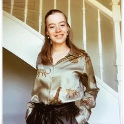 Merkloos MKL - Dames Blouses Lange Mouwen - Dierenprint - Vrouwen Satijn Blouse Luipaard Print - Shirts Vintage Office - Maat XS -Dameskleding Verkoop 550x620 1