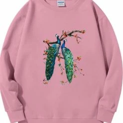 Fliex - Sweater - Roze - Pauwen - Bloemen - XXL