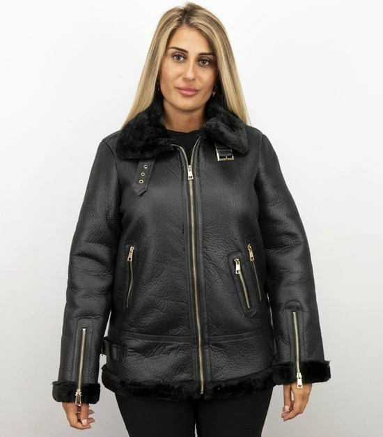 Z DESIGN Dames Lammy Coat Winterjas- Zwart 9 Z DESIGN Dames Lammy Coat Winterjas- Zwart - Afbeelding 9