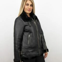 Z DESIGN Dames Lammy Coat Winterjas- Zwart 13 Z DESIGN Dames Lammy Coat Winterjas- Zwart -Dameskleding Verkoop 550x633 4