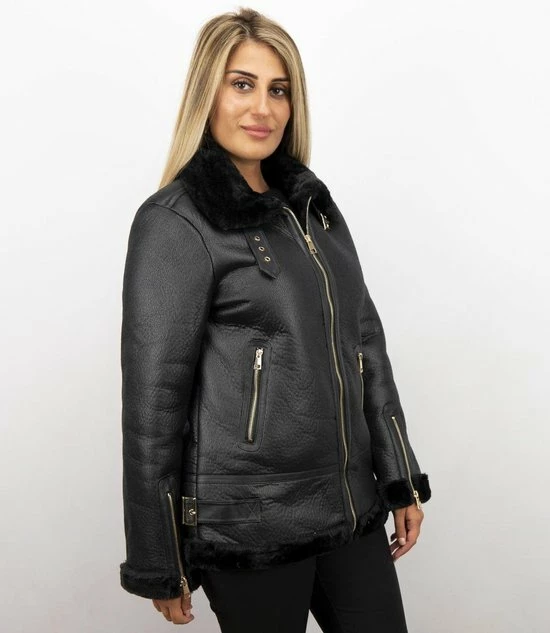 Z DESIGN Dames Lammy Coat Winterjas- Zwart 5 Z DESIGN Dames Lammy Coat Winterjas- Zwart - Afbeelding 5