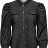 Only Blouse Onlmallory Life Ls Dnm Shirt Qyt 15245681 Washed Black Dames Maat - L