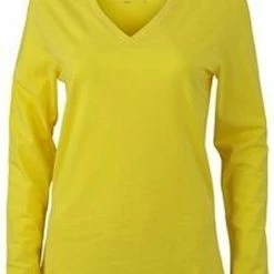 James & Nicholson Geel Dames V-hals Shirt Lange Mouw L 5 James & Nicholson Geel Dames V-hals Shirt Lange Mouw L -Dameskleding Verkoop 550x696 7