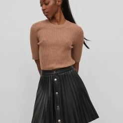 Vila VIKASLEY O-NECK 2/4 RIB KNIT TOP/SU Dames Top Toasted Coconut - Maat M -Dameskleding Verkoop 550x700 5