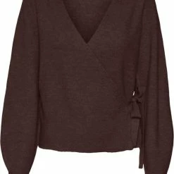 Vero Moda Vest Vmsimone Ls Wrap Cardigan Ga 10274431 Coffee Bean/melange Dames Maat - M
