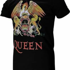POPMERCH Queen Classic Crest Logo Band T-Shirt Zwart - Officiële Merchandise -Dameskleding Verkoop 550x706 1
